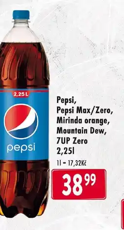 Qanto Pepsi, Pepsi Max/Zero, Mirinda orange, Mountain Dew, 7UP Zero nabídka