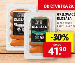 Lidl Grilovací klobása nabídka