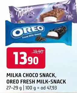 Terno MILKA Choco Snack, Oreo Fresh Milk-Snack nabídka