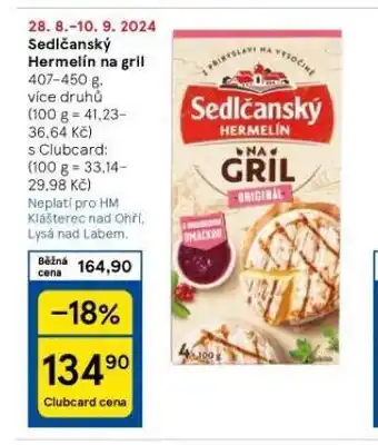 Tesco Sedlčanský hermelín na gril nabídka