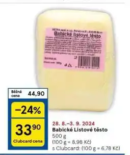 Tesco Babické listové těsto nabídka