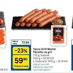 Tesco Párečky na gril nabídka
