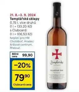Tesco Templářské sklepy nabídka