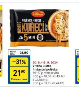 Tesco Vitana bistro instantní polévka nabídka