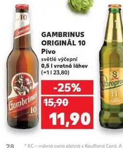 Kaufland Pivo gambrinus originál 10 nabídka