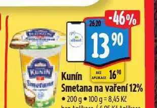 Albert Kunín smetana na vaření 12% nabídka