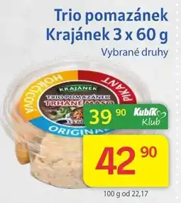 Kubík potraviny Trio Pomazánek Krajánek nabídka