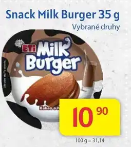 Kubík potraviny Snack Milk Burger nabídka