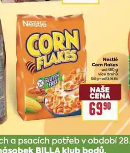 Billa Nestlé corn flakes nabídka
