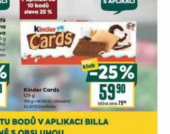 Billa Kinder cards nabídka