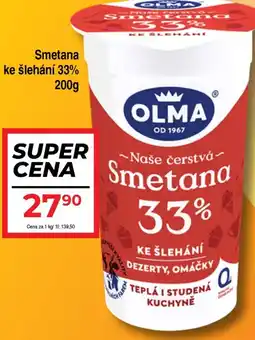 Hruška OLMA Smetana ke šlehání 33% nabídka