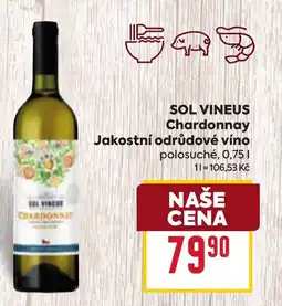 Billa SOL VINEUS Chardonnay Jakostní odrůdové víno nabídka