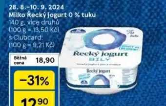 Tesco Milko Řecký jogurt 0% tuku nabídka