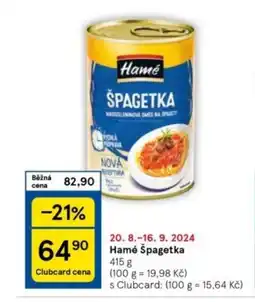 Tesco HAMÉ Spagetka nabídka