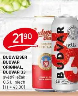 Flop BUDWEISER BUDVAR ORIGINAL, BUDVAR 33 nabídka