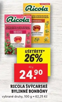 Lidl Ricola švýcarské bylinné bonbóny nabídka