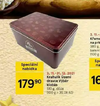 Tesco Krahulík územní dravce výběr klobás nabídka