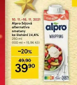 Alpros =ojová alternativa smetany ke šlehání 24,6%
