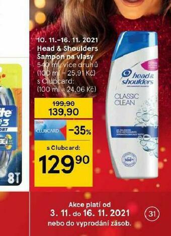 Tesco Head&amp;shoulders šampon nabídka