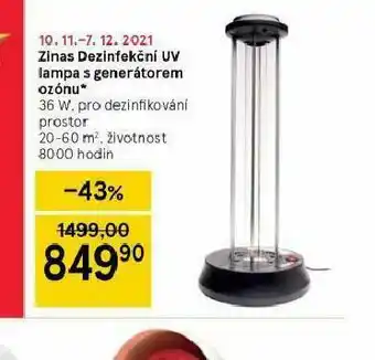 Tesco Zinas dezinfekční uv lampa s generátorem ozónu nabídka
