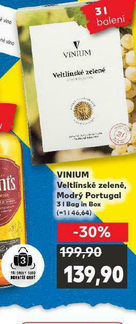 Kaufland Vinium veltínské zelené nabídka