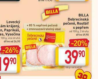 Billa Billa debrecínská pečeně nabídka