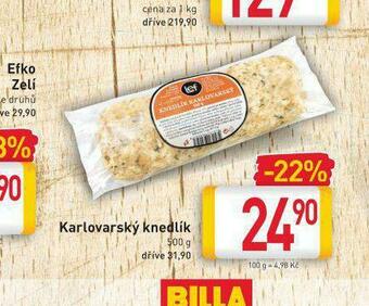 Billa Karlovarský knedlík nabídka