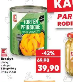 Kaufland Broskve plátky v sirupu nabídka