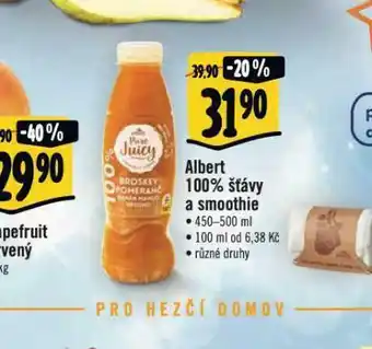 Albert Albert 100% šťávy a smoothie nabídka