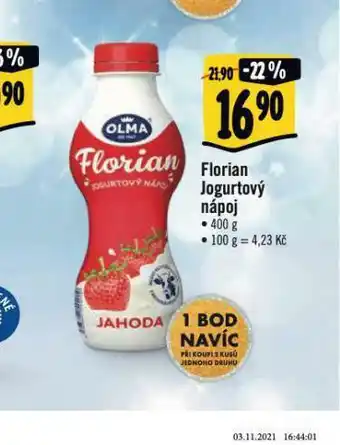 Albert Florian jogurttový nápoj nabídka