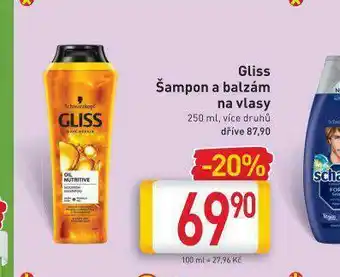 Billa Gliss kur šampon, balzám nabídka