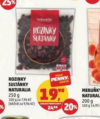 Penny Market Rozinky sultánky naturalia nabídka