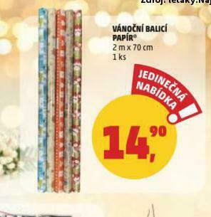 Penny Market Vánoční balicí papír nabídka