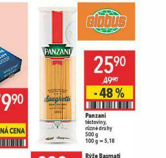 Globus Panzani těstoviny nabídka