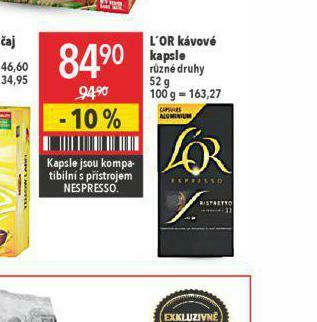 Globus L´or kávové kapsle nabídka