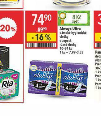 Globus Always ultra dámské vložky nabídka