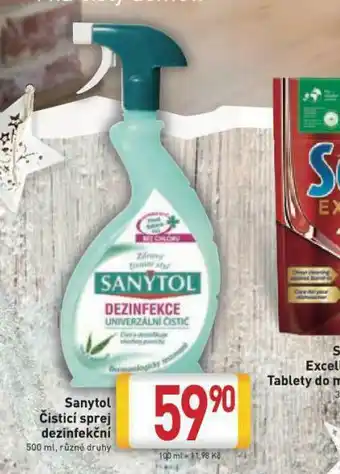 Billa Sanytol čistící sprej dezinfekční nabídka