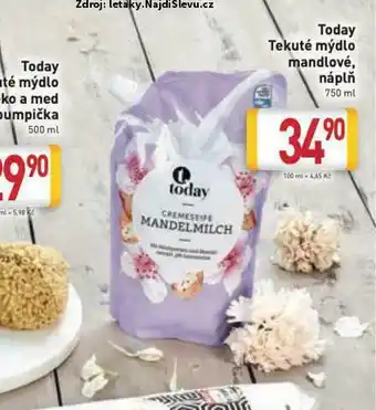 Billa Today tekuté mýdlo mandlové, náplň nabídka
