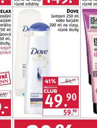 Rossmann Dove šampon, balzám nabídka
