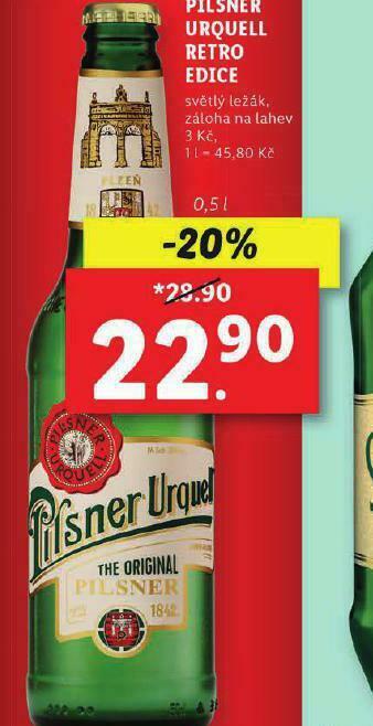 Lidl Pivo pilsner urquell retro edice nabídka