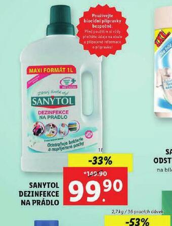 Lidl Sanytol dezinfekce na prádlo nabídka