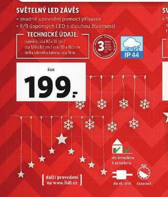 Lidl Světelný led závěs nabídka