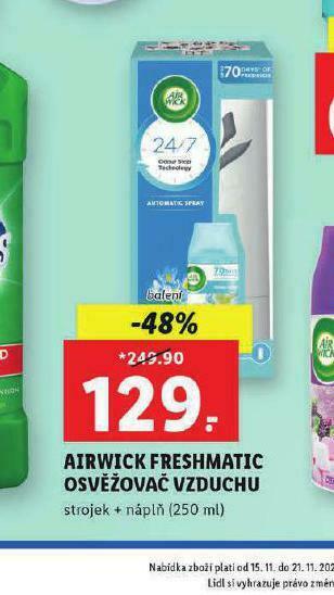 Lidl Airwick freshmatic osvěžovač vzduchu nabídka
