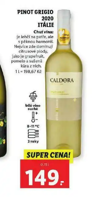 Lidl Pinot grigio 2020 itálie nabídka