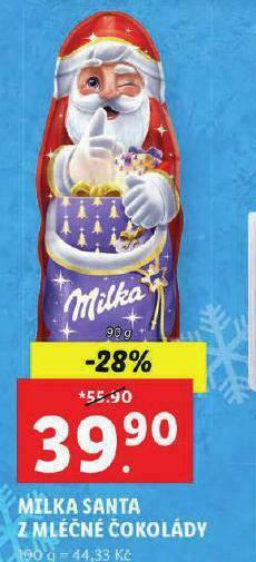 Lidl Milka santa z mléčné čokolády nabídka