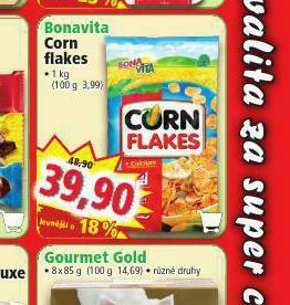 Norma Bonavita corn flakes nabídka