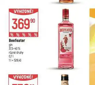 Globus Beefeater gin nabídka