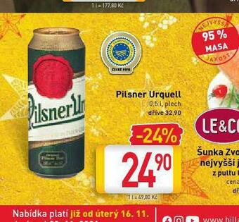 Billa Pivo pilsner urquell nabídka