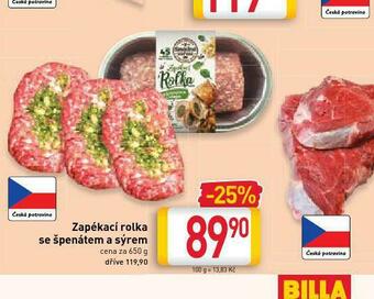 Billa Zapékací rolka se špenátem a sýrem nabídka