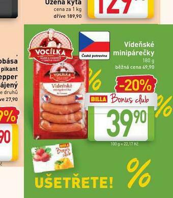 Billa Vídeňské minipárečky nabídka